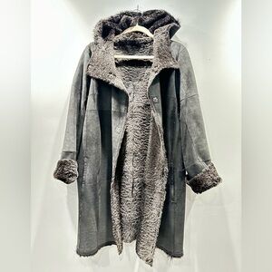 Women's Charcoal Teddy Jacket with Faux Fur Lining